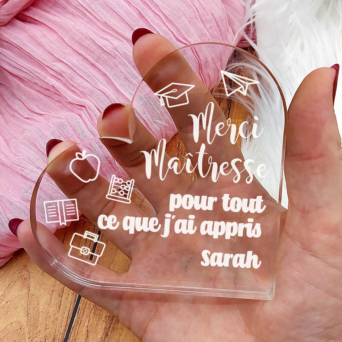 Merci pour tout ce que j&#39;ai appris - Cœur en plexiglas