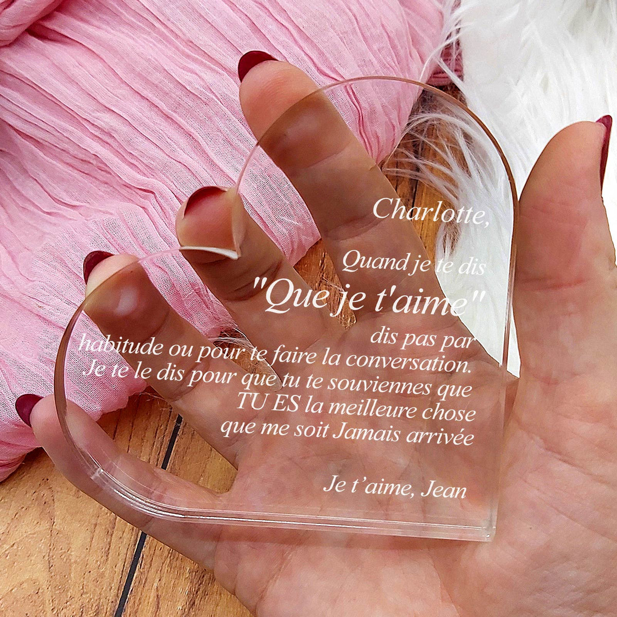 Que je t&#39;aime - Cœur en Plexiglas