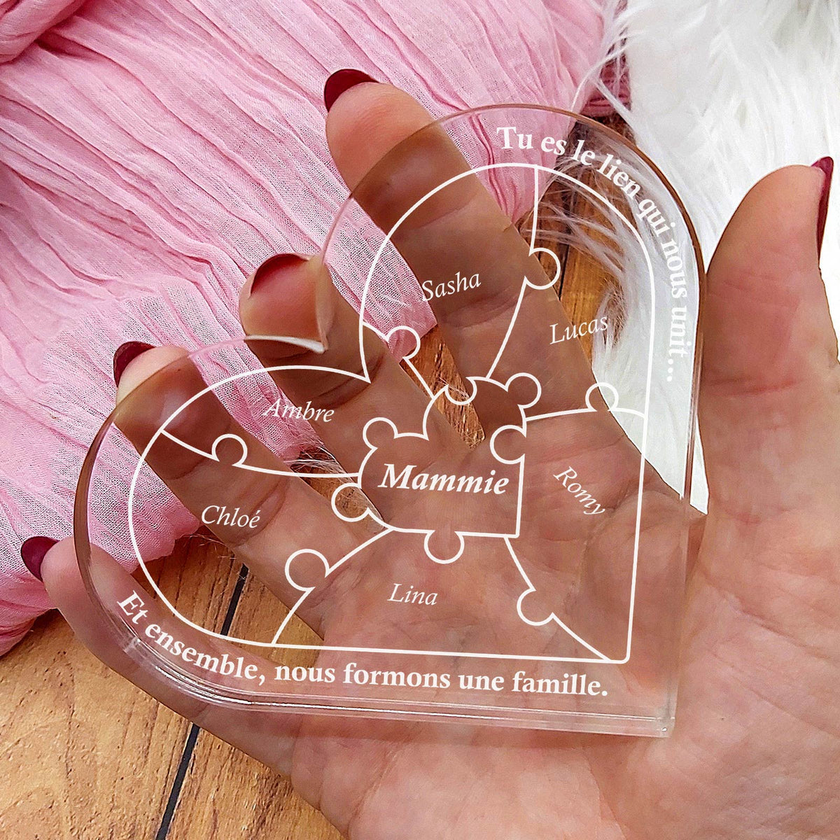 Le lien qui nous unit - Cœur Puzzle en Plexiglas
