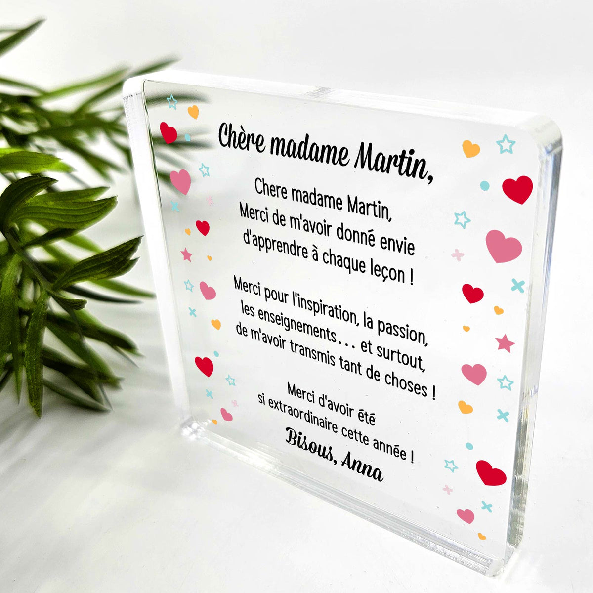 Merci pour tout - Plaque en Plexiglas