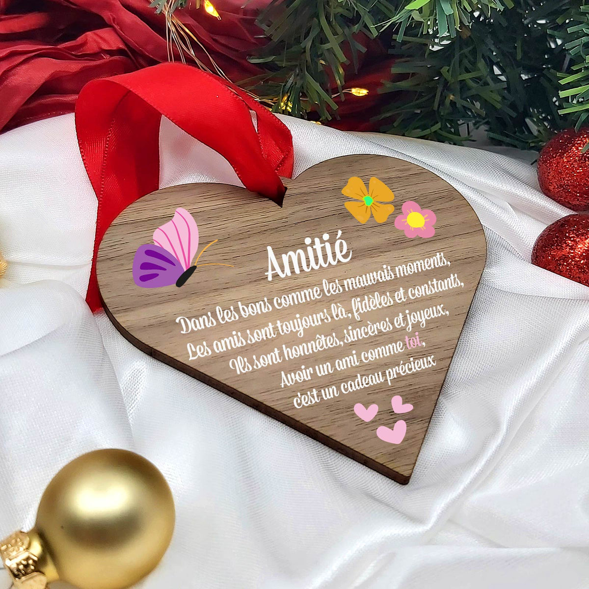 Amité - Cœur en bois