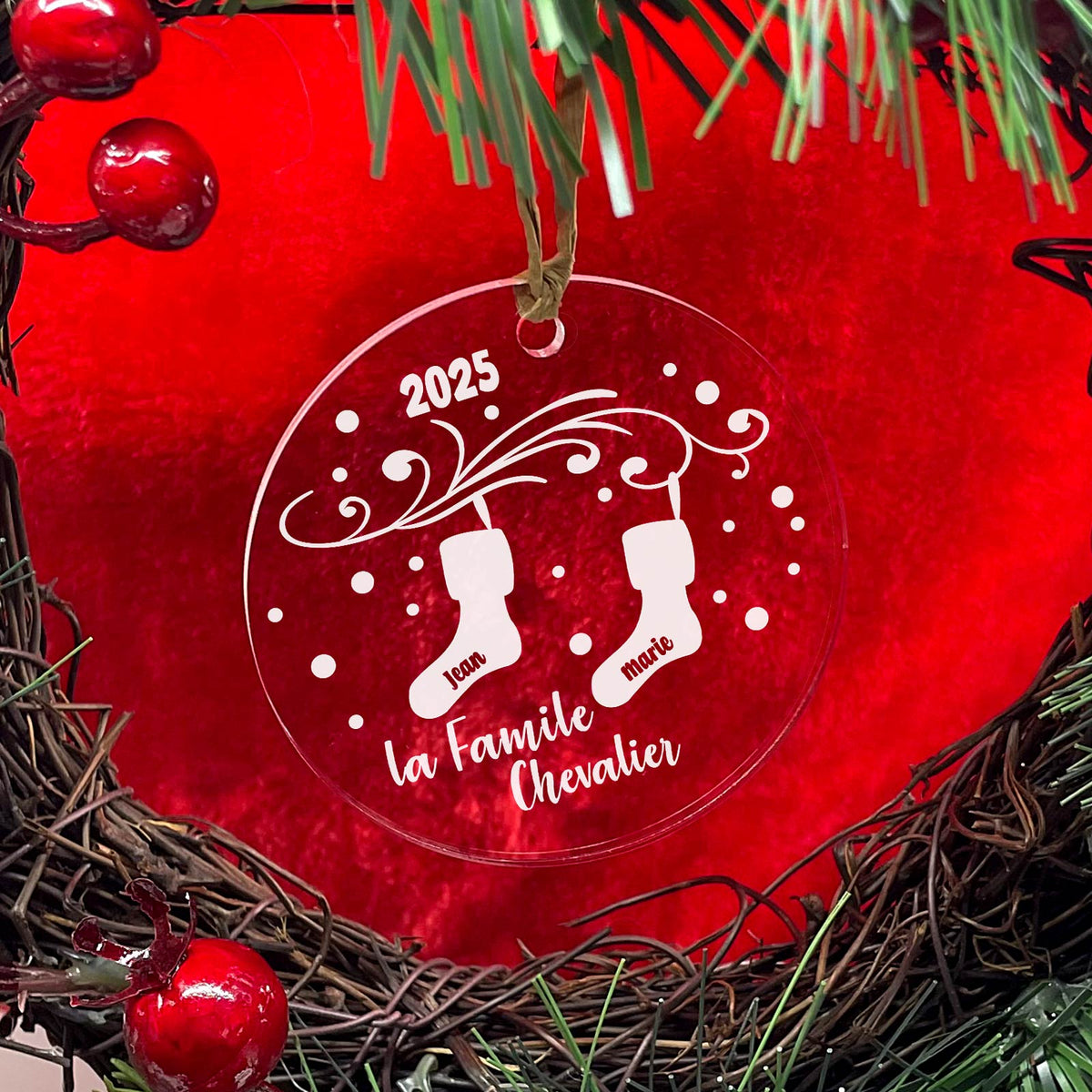 Bas de Noël de la famille ! Décoration en plexiglas