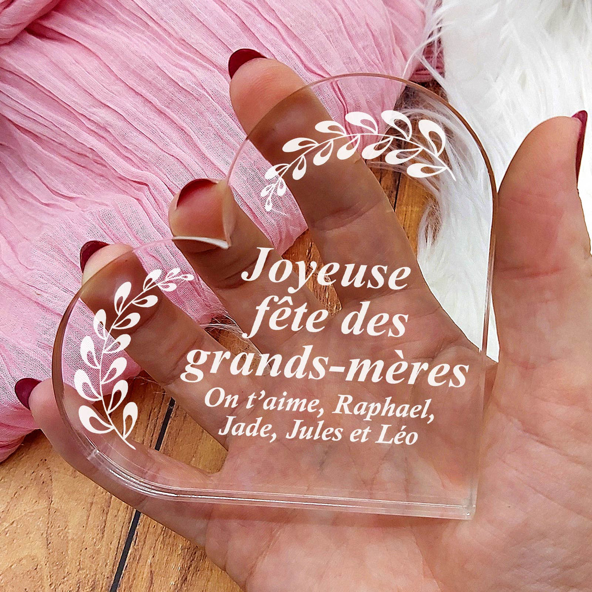 Joyeuse fête des grands-mères - Cœur en plexiglas