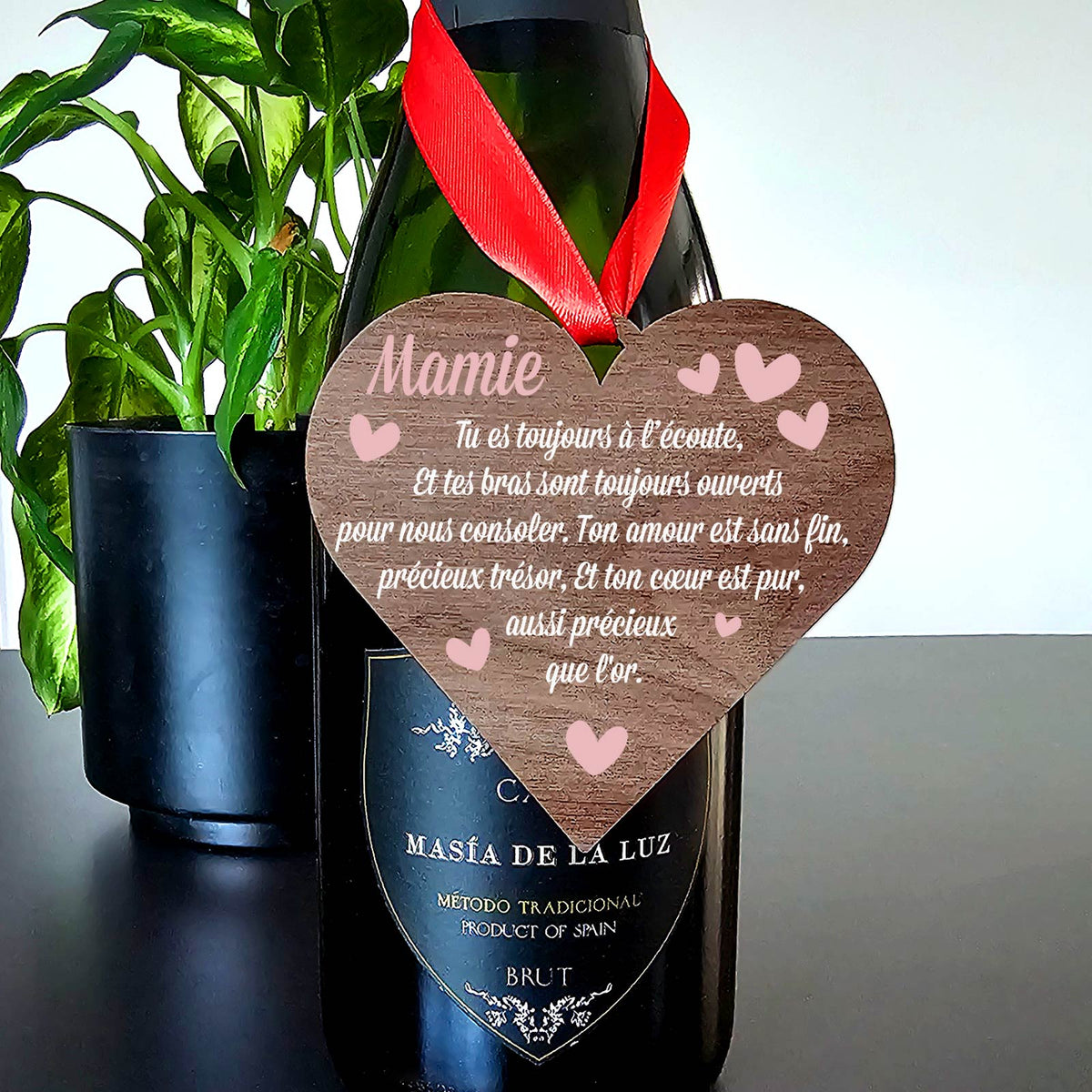 Une mamie en or - Cœur en bois