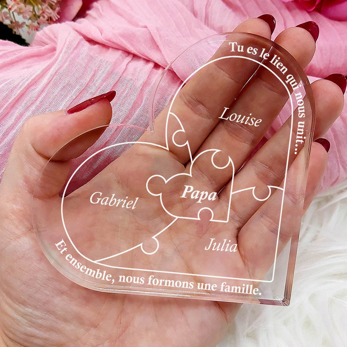 Le lien qui nous unit - Cœur Puzzle en Plexiglas