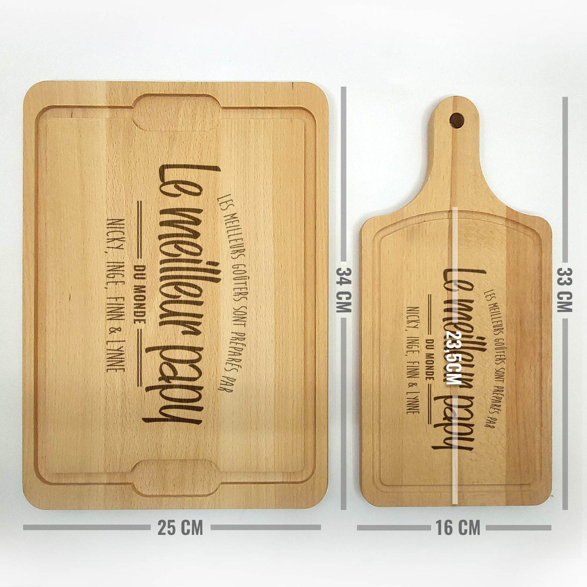 Planche à découper personnalisée avec noms et Initiale