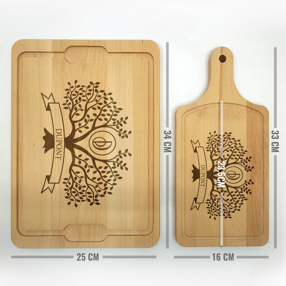 Planche à découper personnalisée avec noms et Initiale
