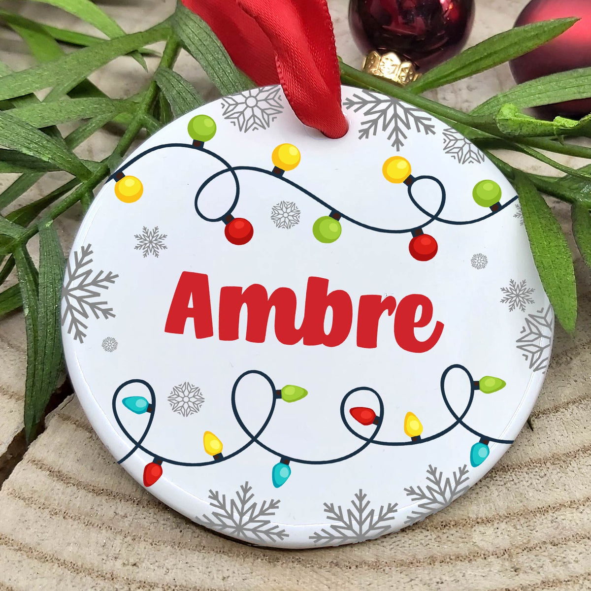 Lumières de Noël avec nom décoration en céramique