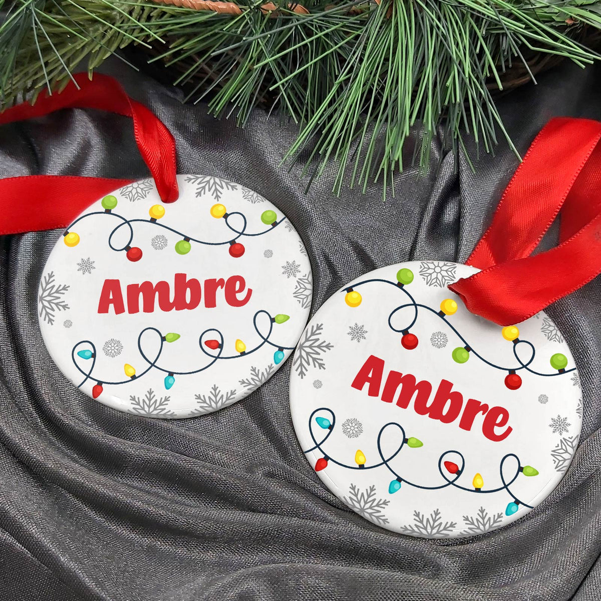 Lumières de Noël avec nom décoration en céramique