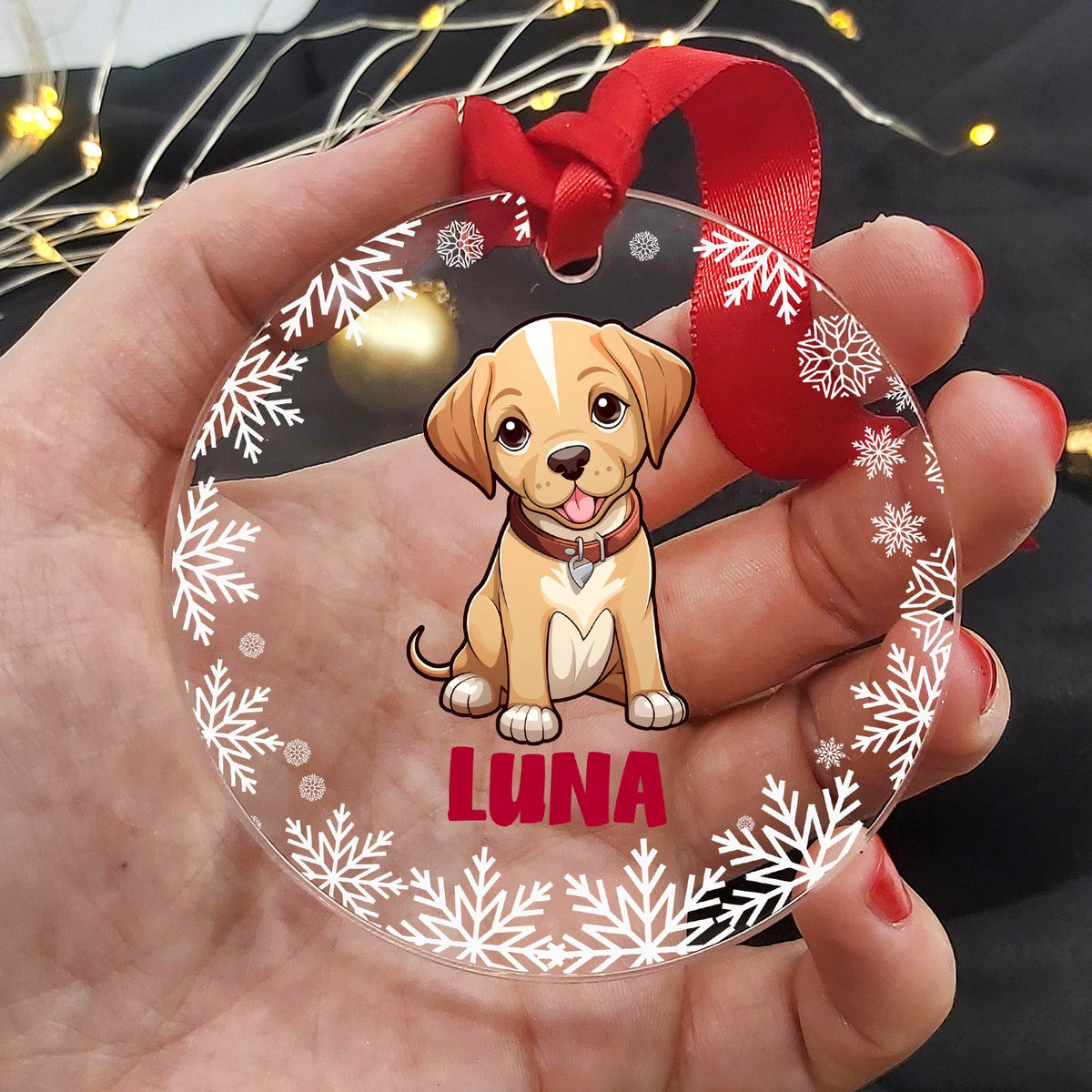 Race de chien - Décoration de Noël en plexiglas personnalisée