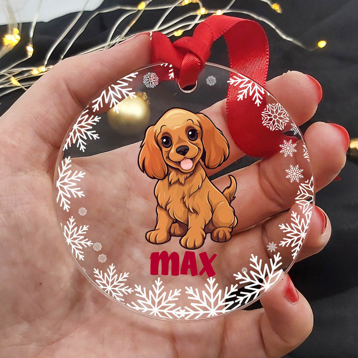 Race de chien - Décoration de Noël en plexiglas personnalisée