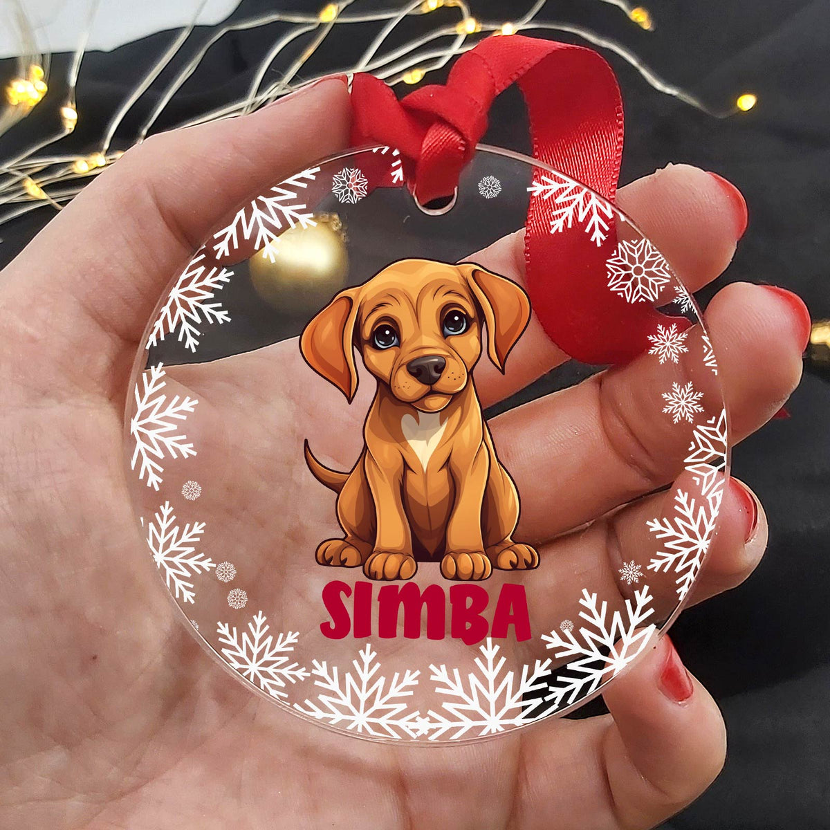 Race de chien - Décoration de Noël en plexiglas personnalisée