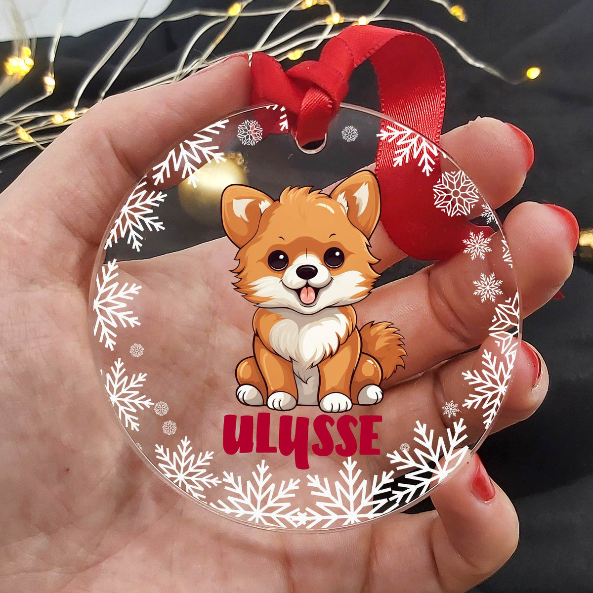 Race de chien - Décoration de Noël en plexiglas personnalisée