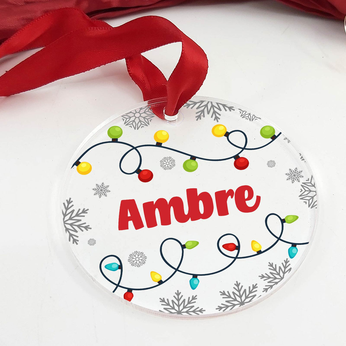 Lumières de Noël avec nom décoration en plexiglas