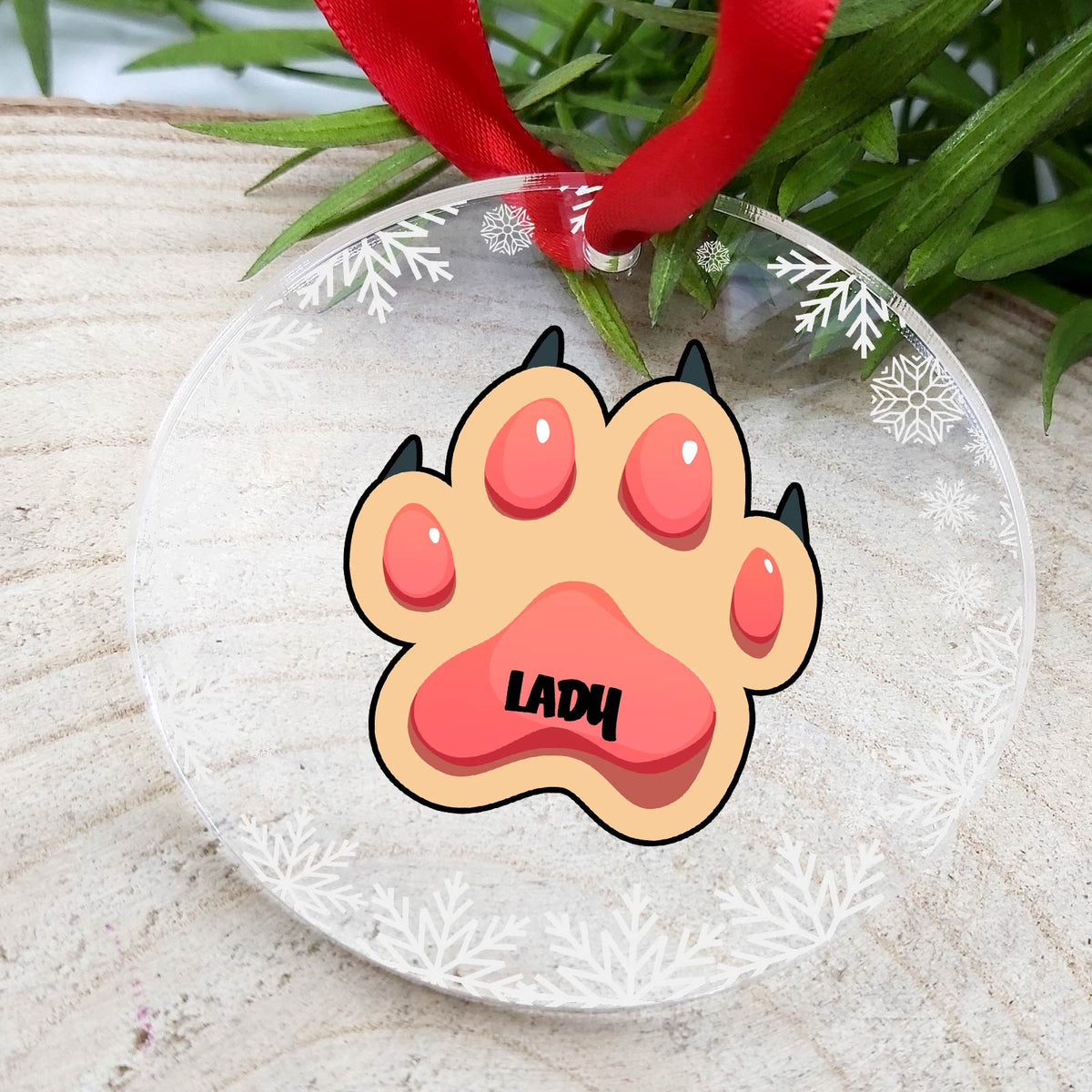 Patte de chien - Décoration de Noël en plexiglas personnalisée