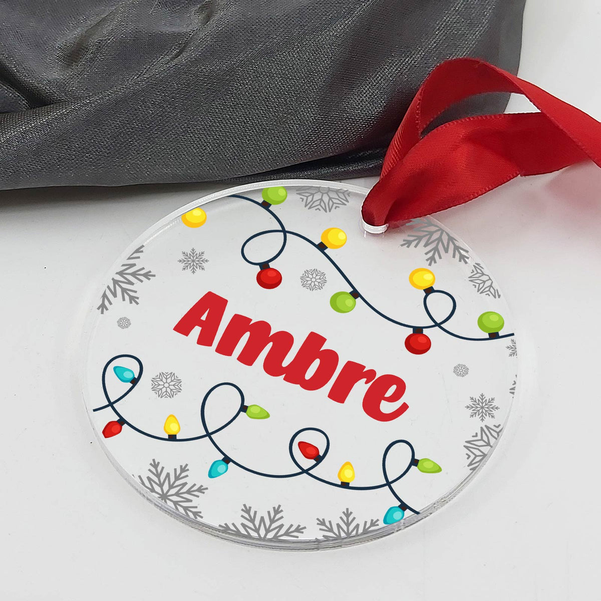 Lumières de Noël avec nom décoration en plexiglas