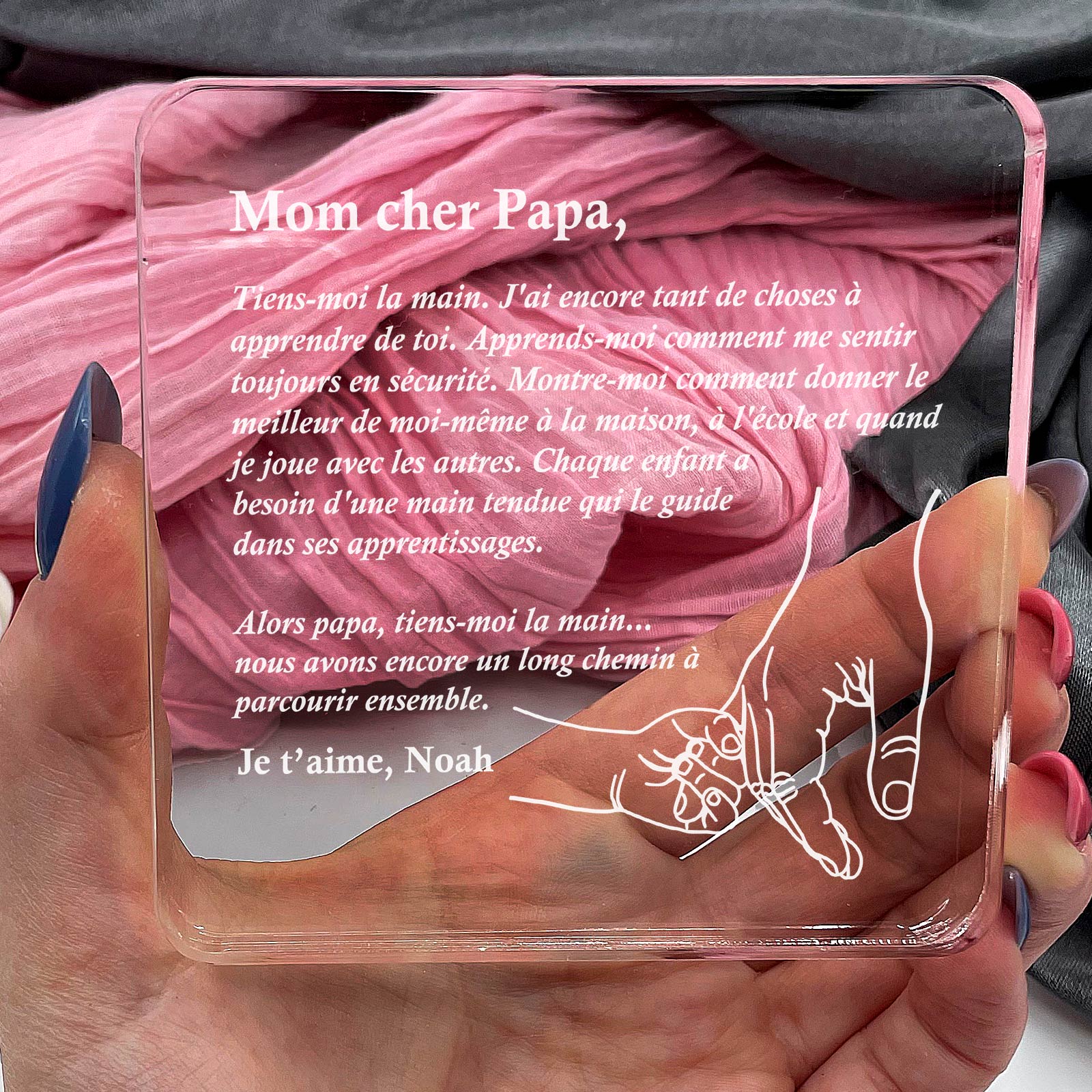 Mon cher papa, tiens-moi la main - Plaque en Plexiglas