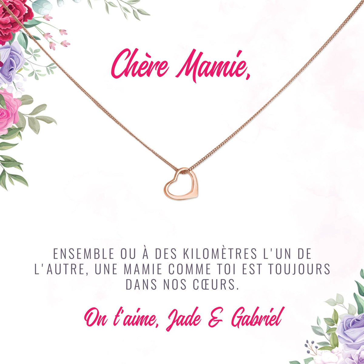 Collier et Carte avec Message Personnalisé pour Mamies