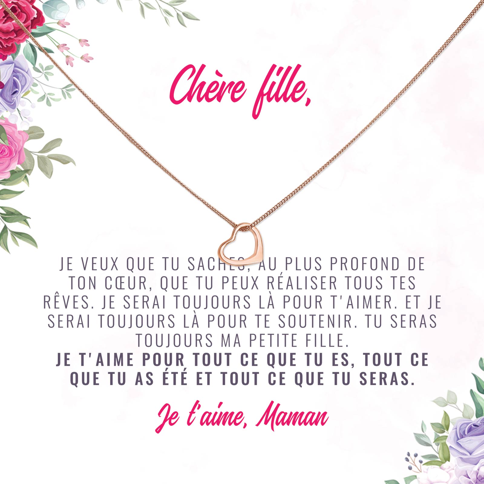 Cadeau pour Filles - Collier et Carte avec Message Personnalisé