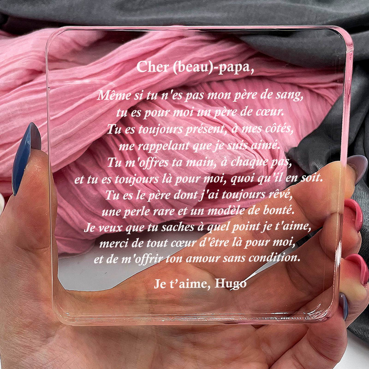 Cher beau-papa, même si tu n&#39;es pas mon père de sang - Plaque en Plexiglas