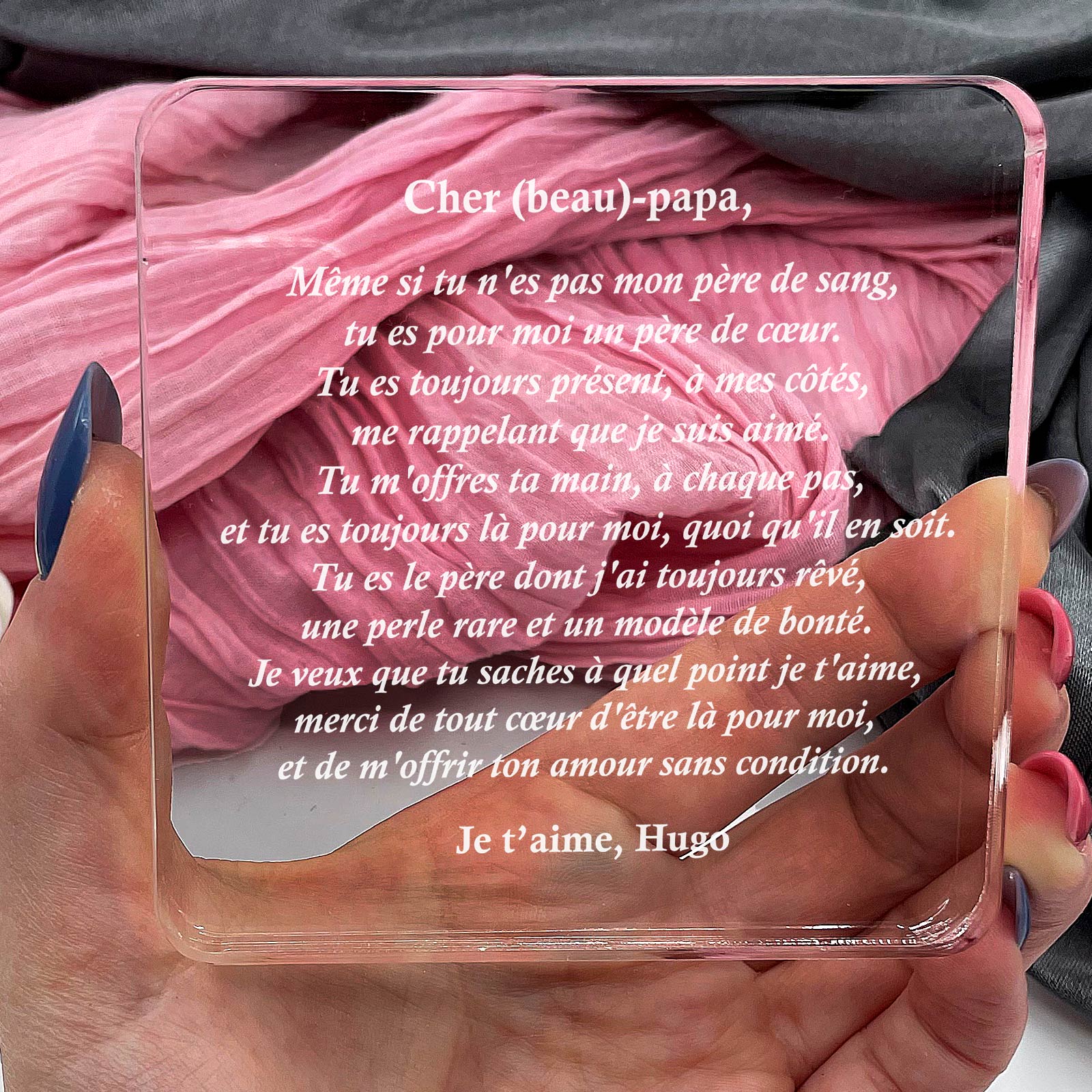 Cher beau-papa, même si tu n'es pas mon père de sang - Plaque en Plexiglas