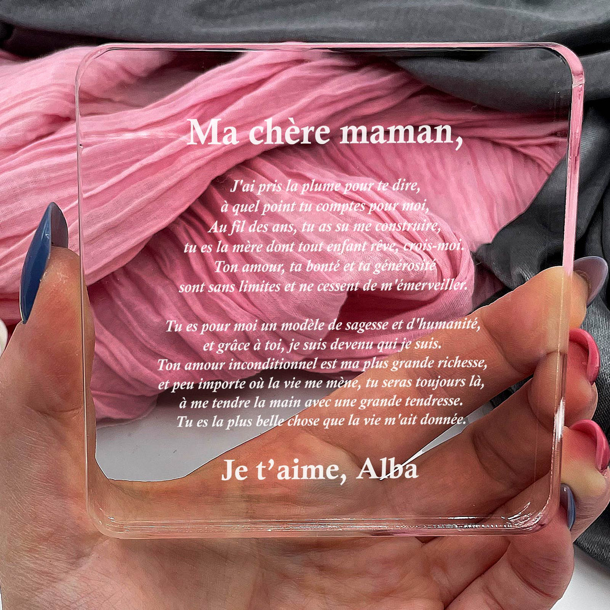 Ma chère maman, j&#39;ai pris la plume pour te dire - Plaque en Plexiglas