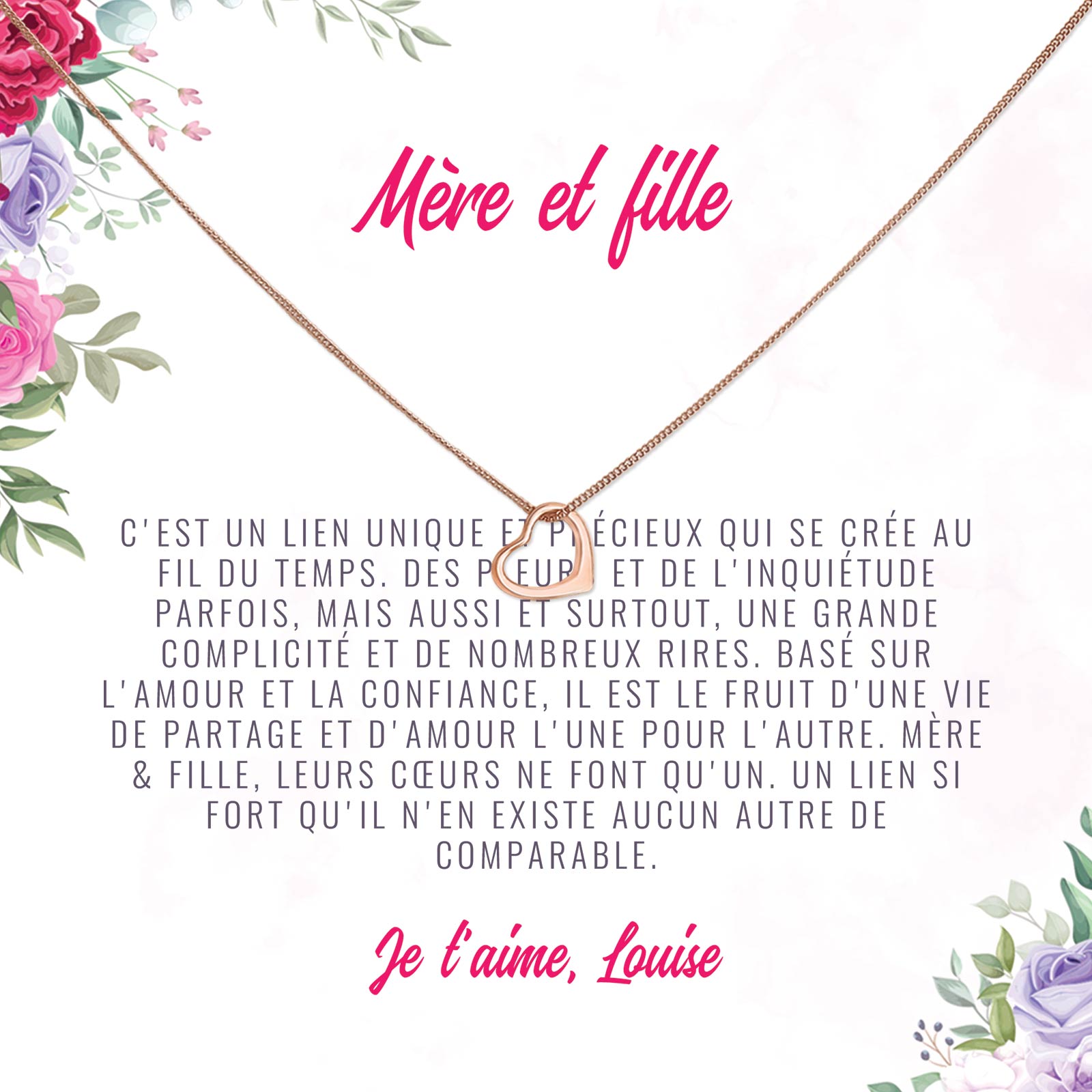 Lien Précieux - Collier et Carte avec Message Personnalisé