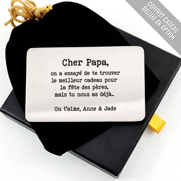 Porte-Monnaie Porte-Cartes Noir "Élu Par Sa Fille Papa Génial" - Fête Des Pères - Cuir Synthétique - Neuf Avec Étiquettes