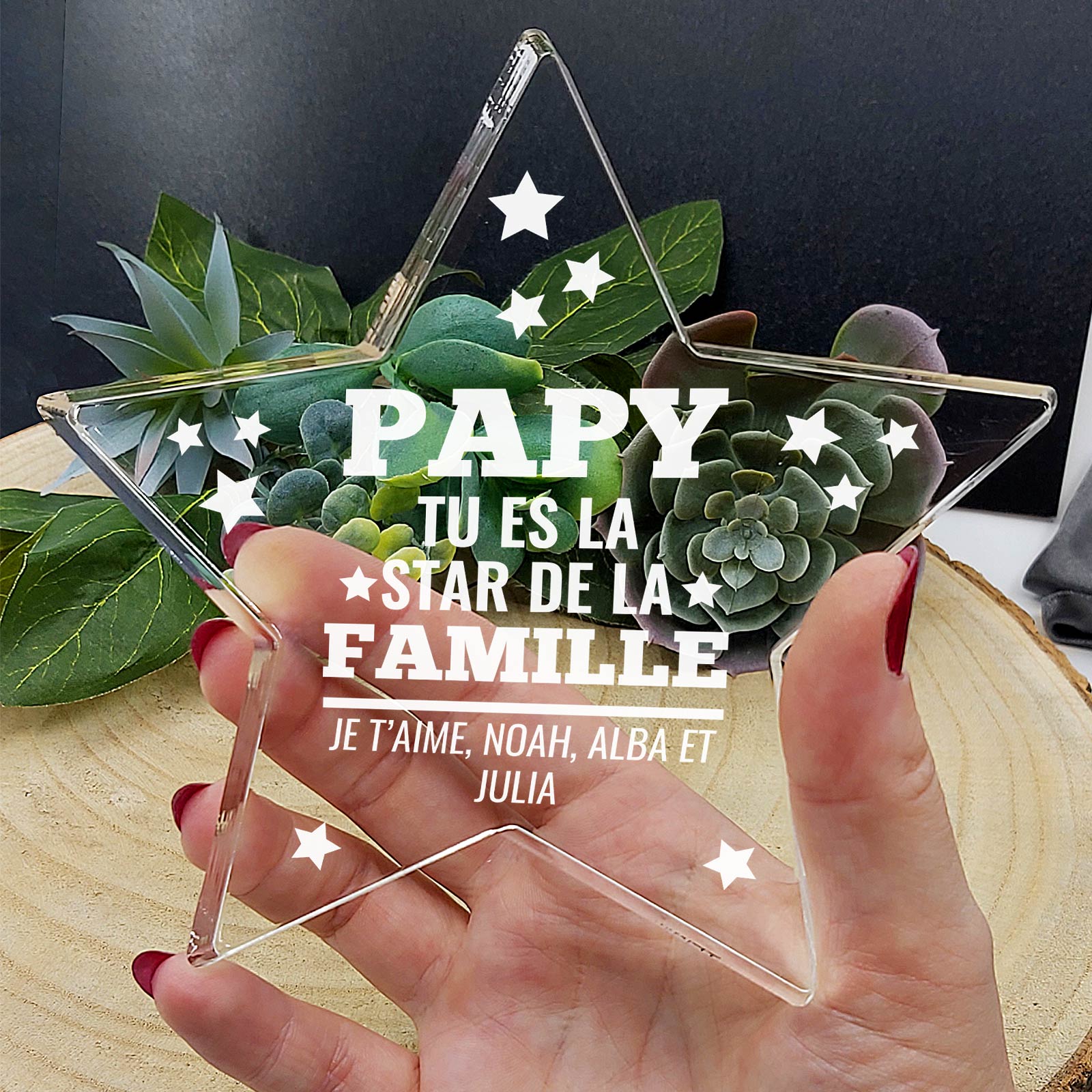 Tu es la star de la famille - Étoile en plexiglas