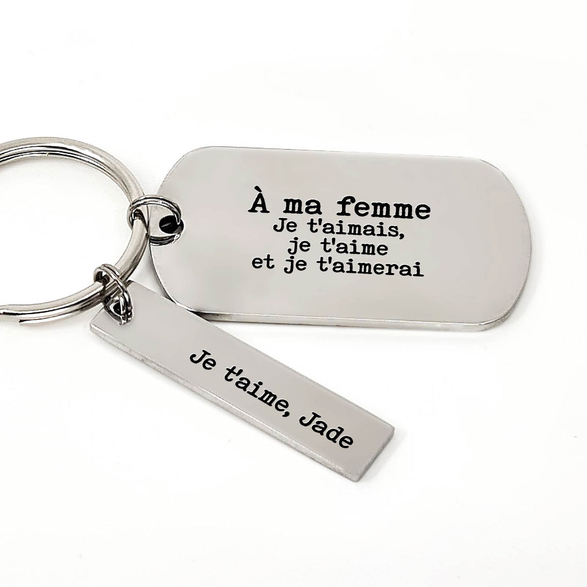 À ma femme - je t&#39;aimais, je t&#39;aime et je t&#39;aimerai -  Porte-clés Médaille
