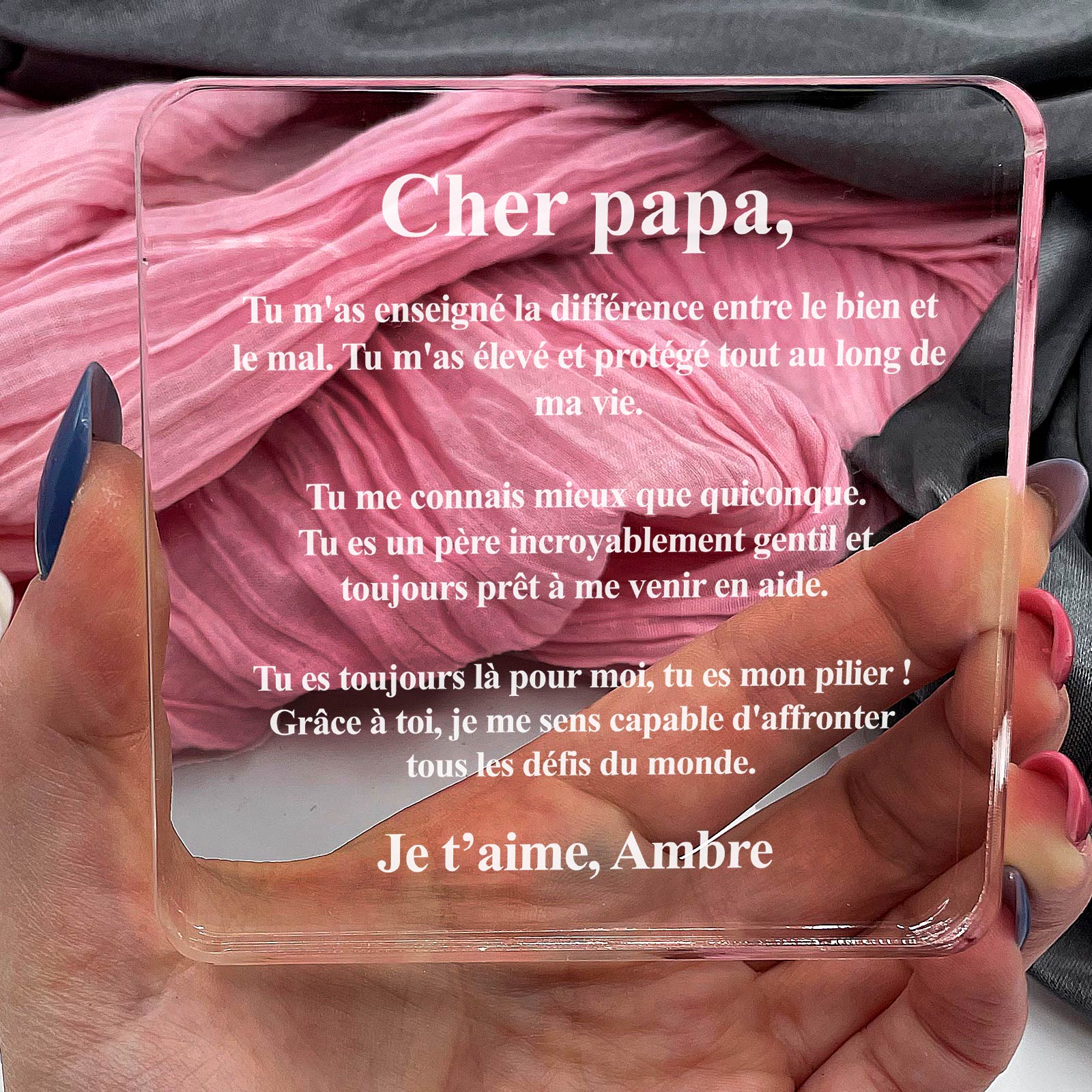 Cher papa tu m'as tout enseigné - Plaque en Plexiglas