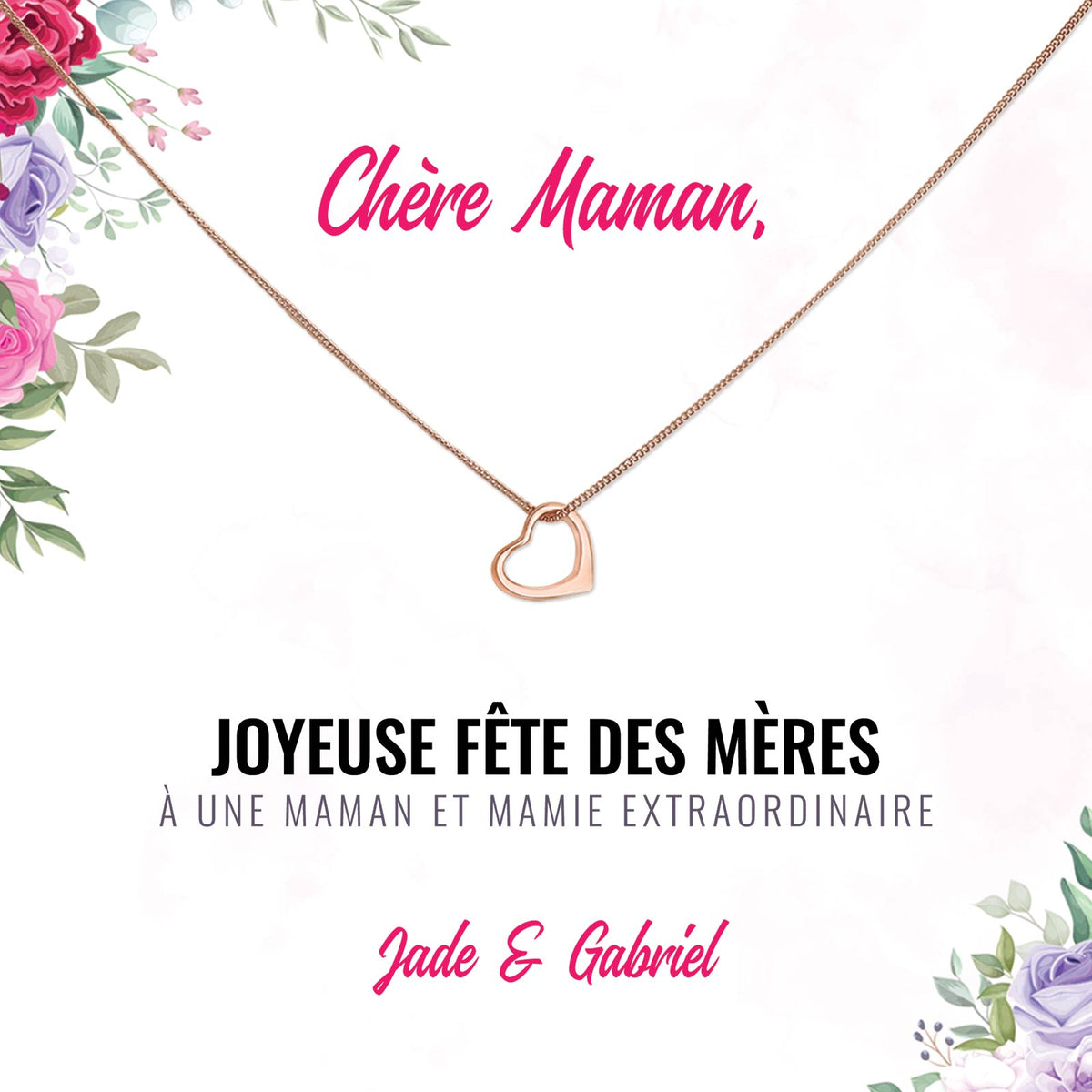 Joyeuse Fête des Mères - Collier et Carte avec Message Personnalisé