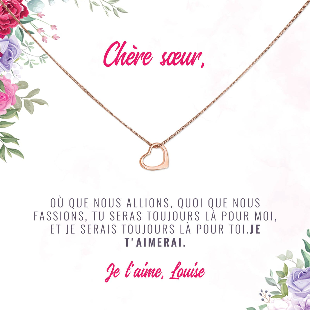 Cadeau pour Sœurs - Collier et Carte avec Message Personnalisé