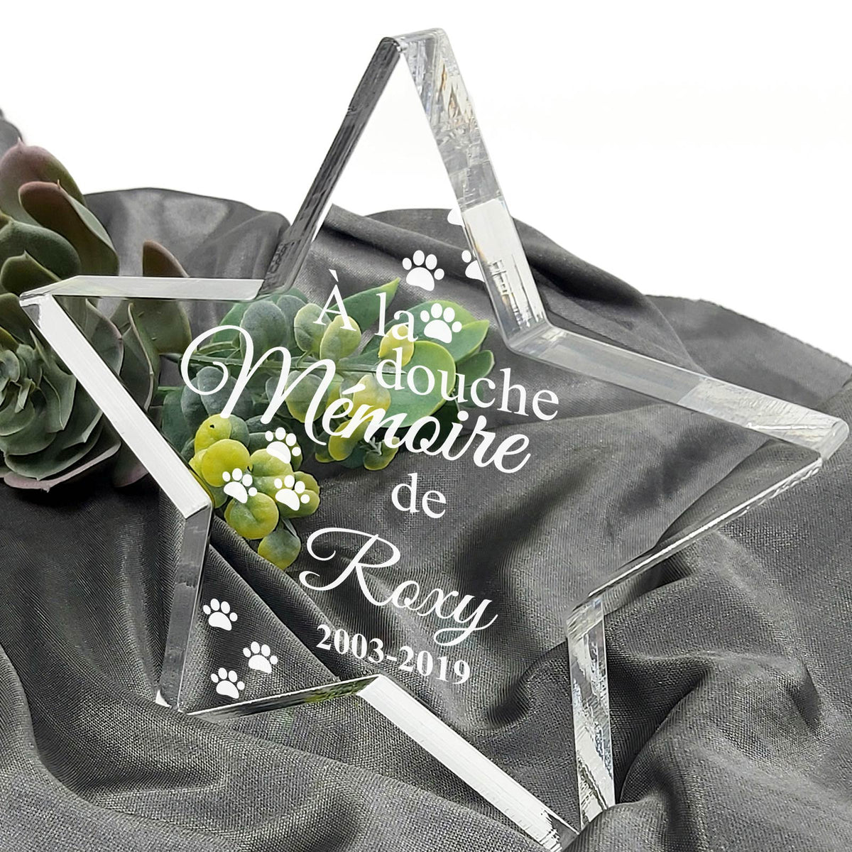 À la douce mémoire de - Étoile en plexiglas