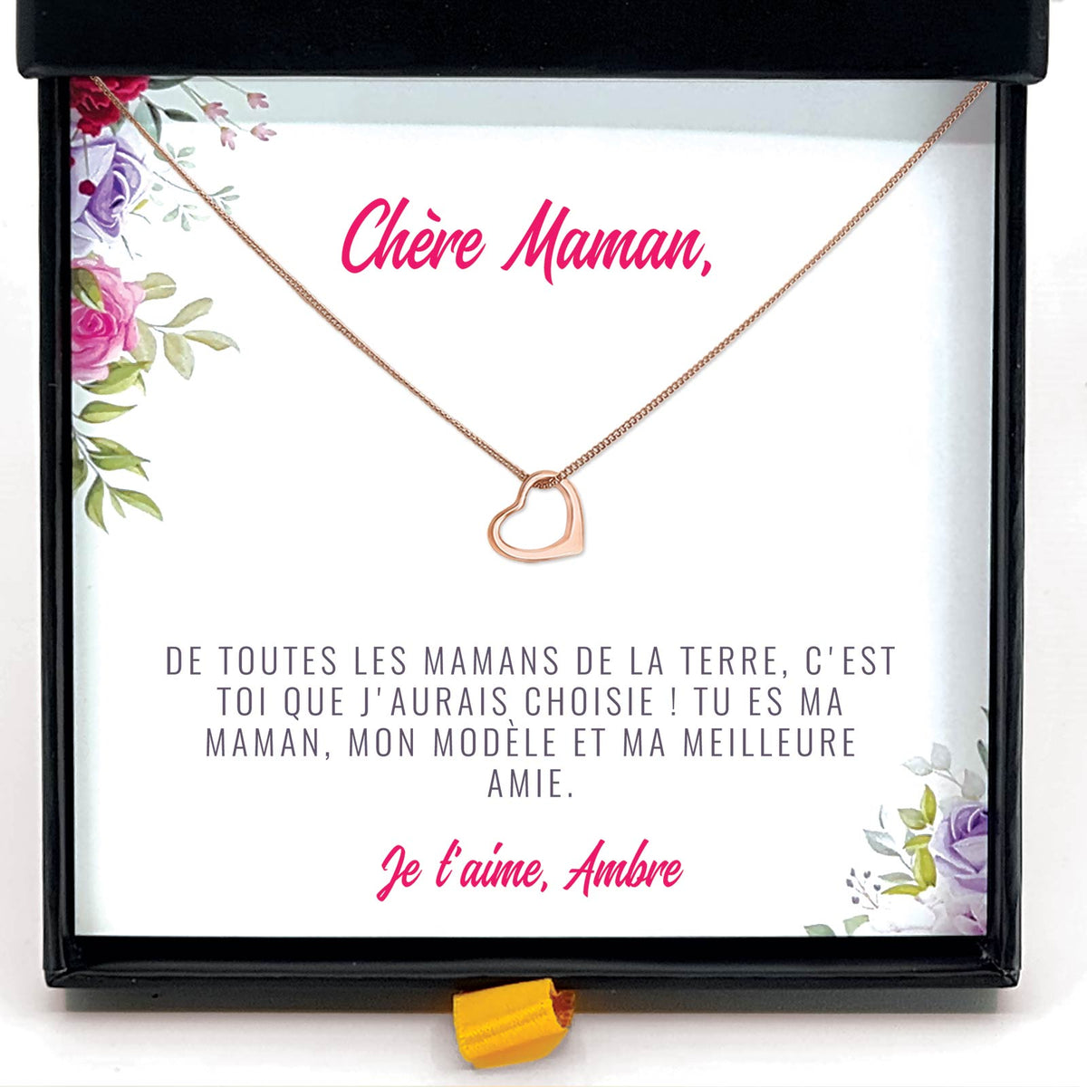 Cadeau pour Mamans - Collier et Carte avec Message Personnalisé