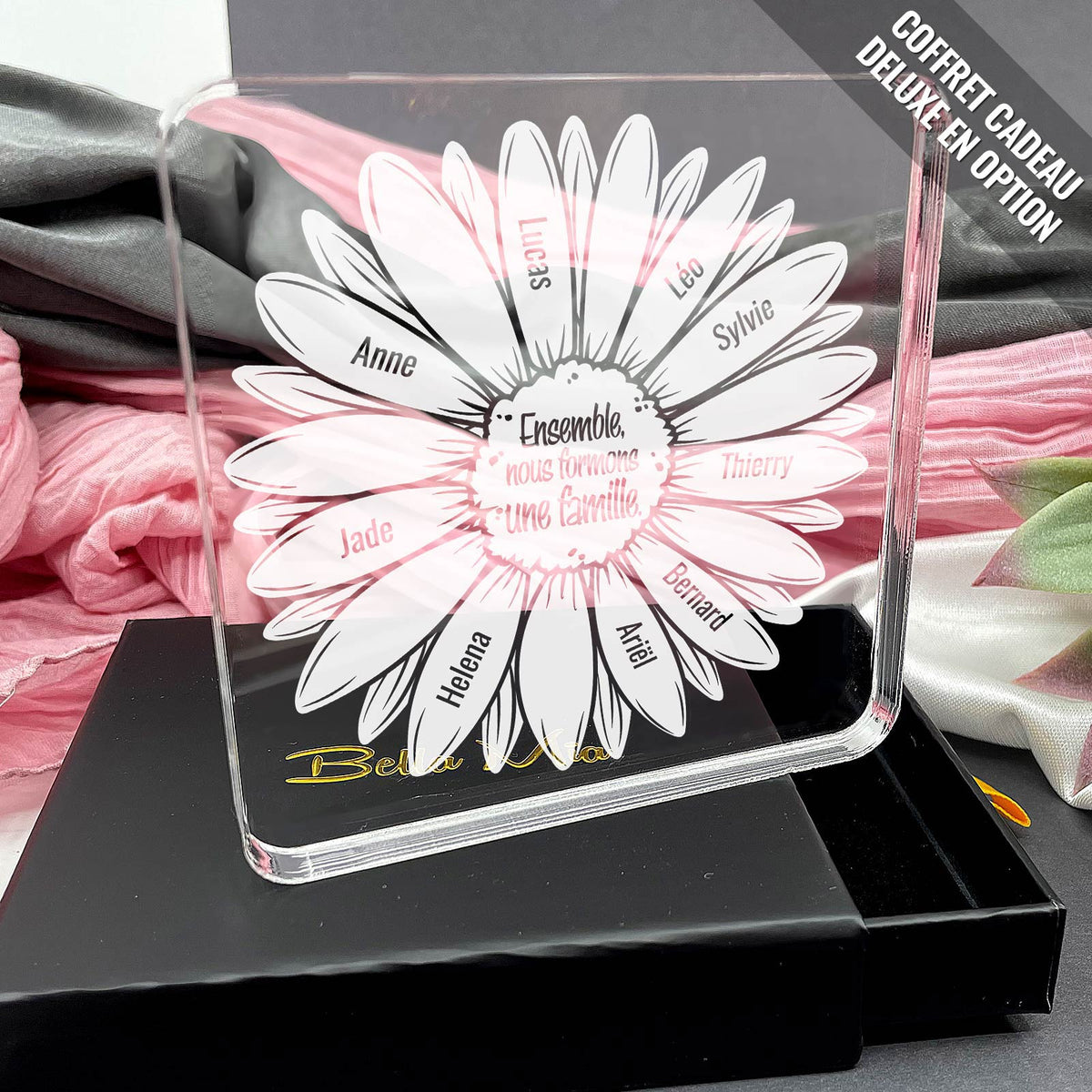 Cadeau Personnalisé avec Prénoms de la Famille - Plaque en Plexiglas