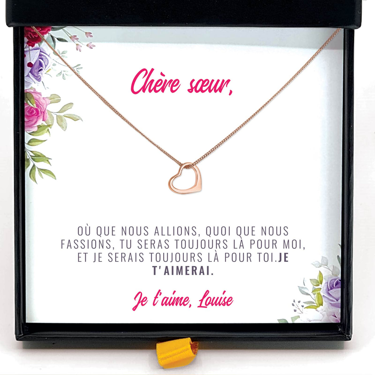 Cadeau pour Sœurs - Collier et Carte avec Message Personnalisé