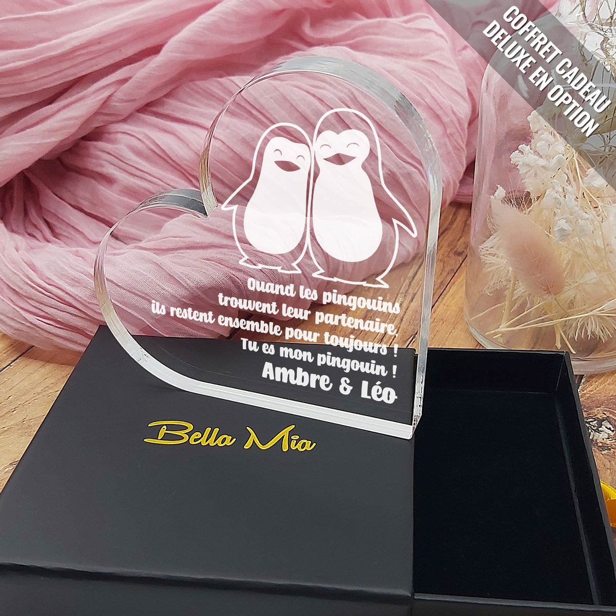 Tu es Mon Pingouin - Cœur en plexiglas