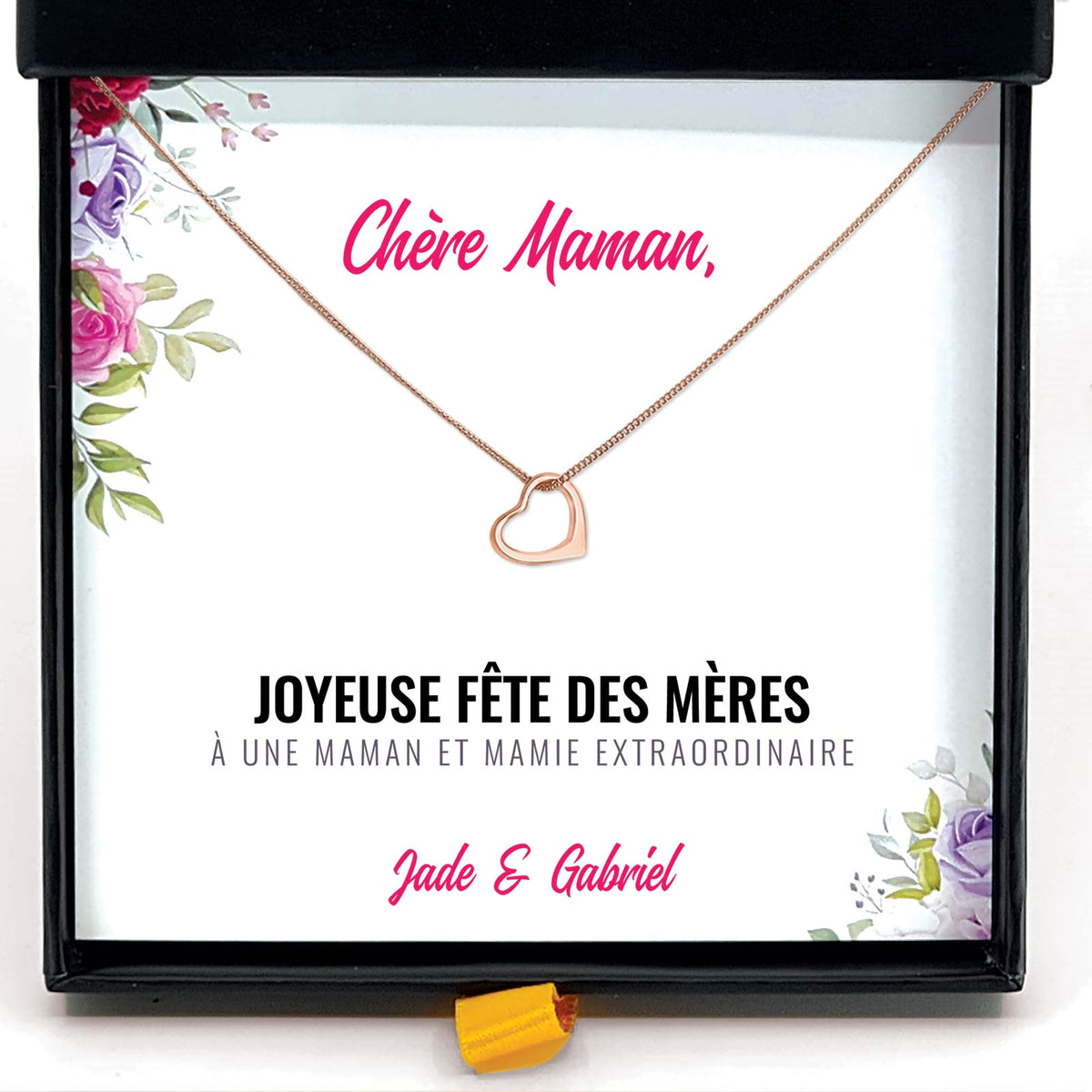 Joyeuse Fête des Mères - Collier et Carte avec Message Personnalisé