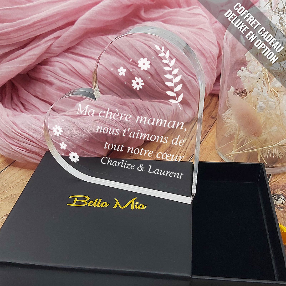 Ma chère maman, nous t&#39;aimons de tout notre cœur - Cœur en plexiglas