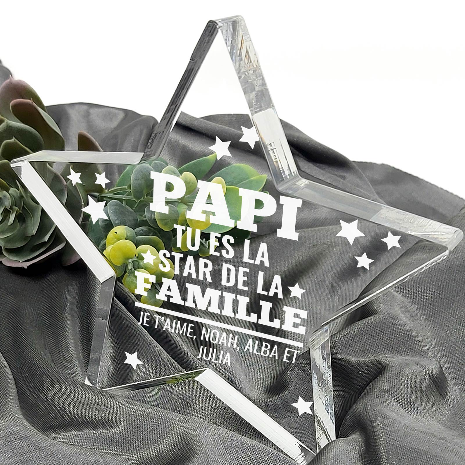 Cadeau Personnalisé avec Prénoms de la Famille - Plaque en Plexiglas -  Bella Mia