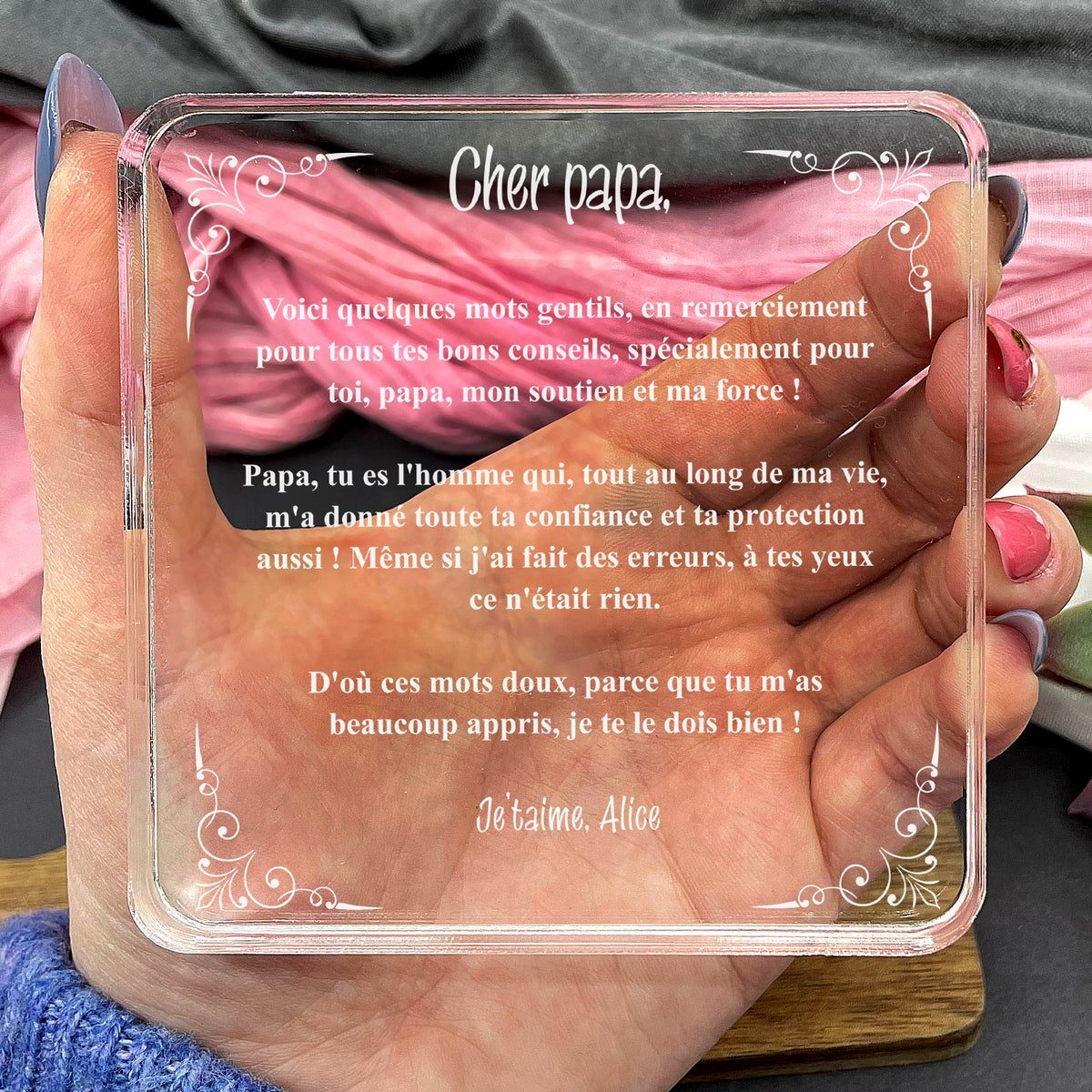 Cher papa, voici quelques mots gentils - Plaque en Plexiglas