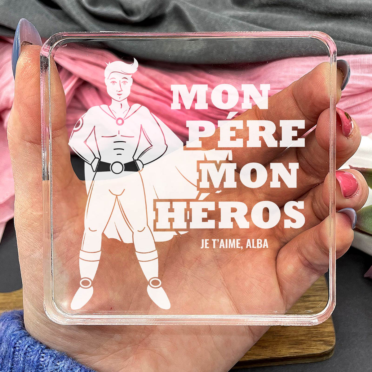 Mon père mon héros - Plaque en Plexiglas