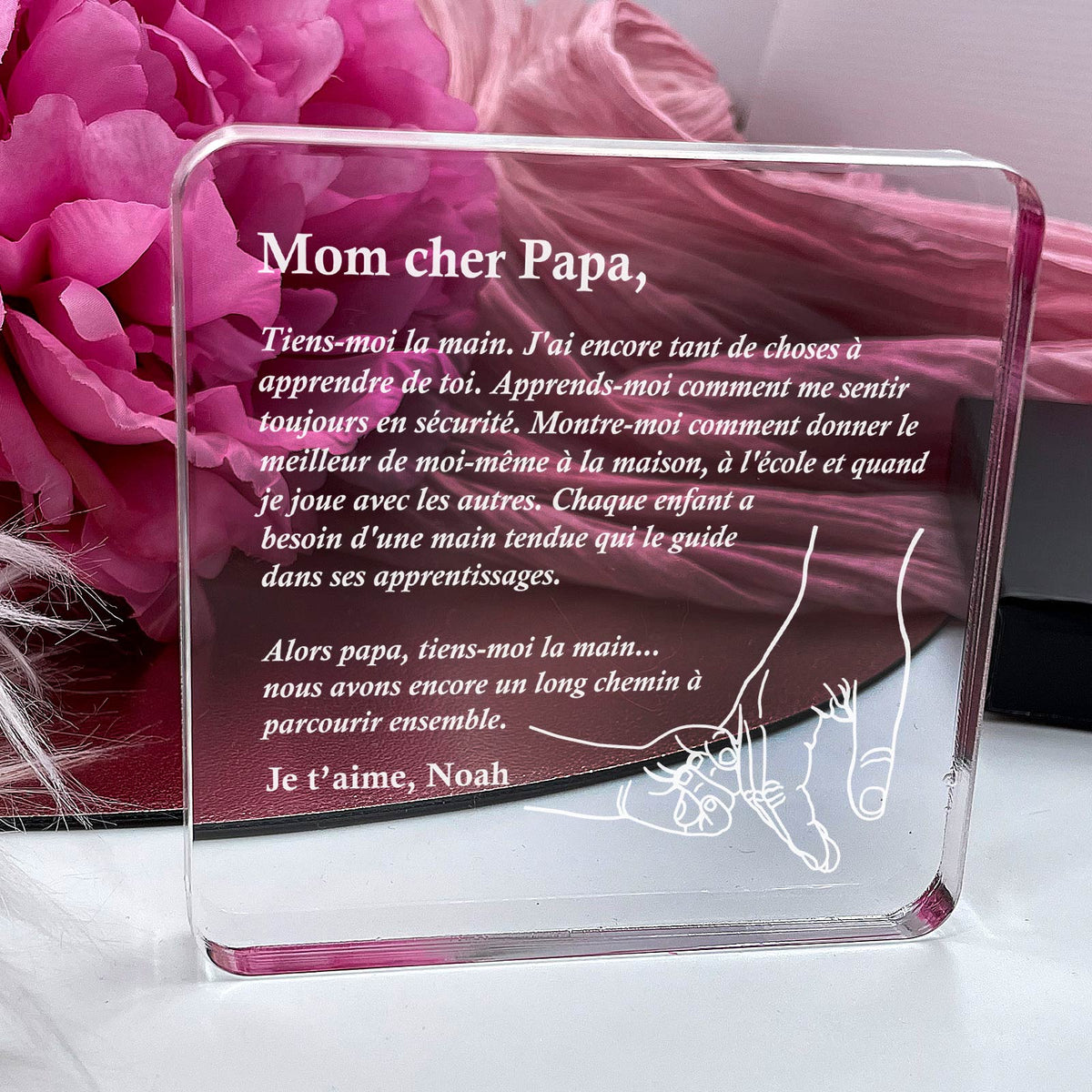 Mon cher papa, tiens-moi la main - Plaque en Plexiglas