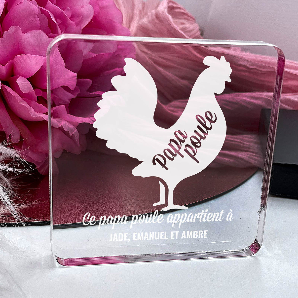 Ce papa poule appartient à  - Plaque en Plexiglas