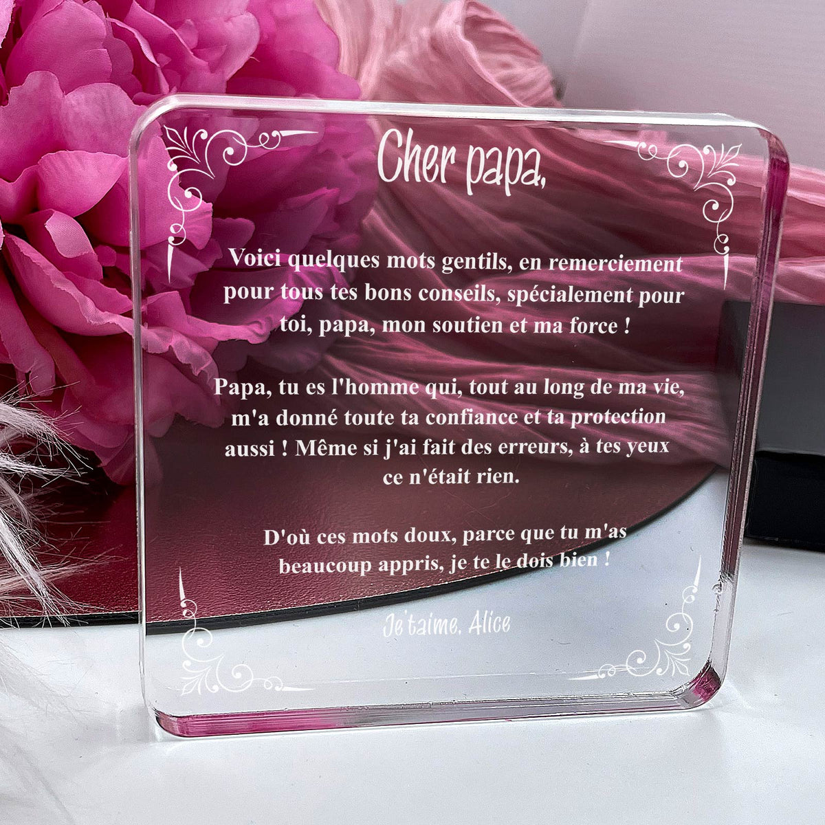 Cher papa, voici quelques mots gentils - Plaque en Plexiglas