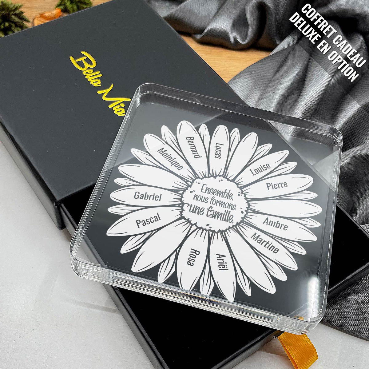 Cadeau Personnalisé avec Prénoms de la Famille - Plaque en Plexiglas