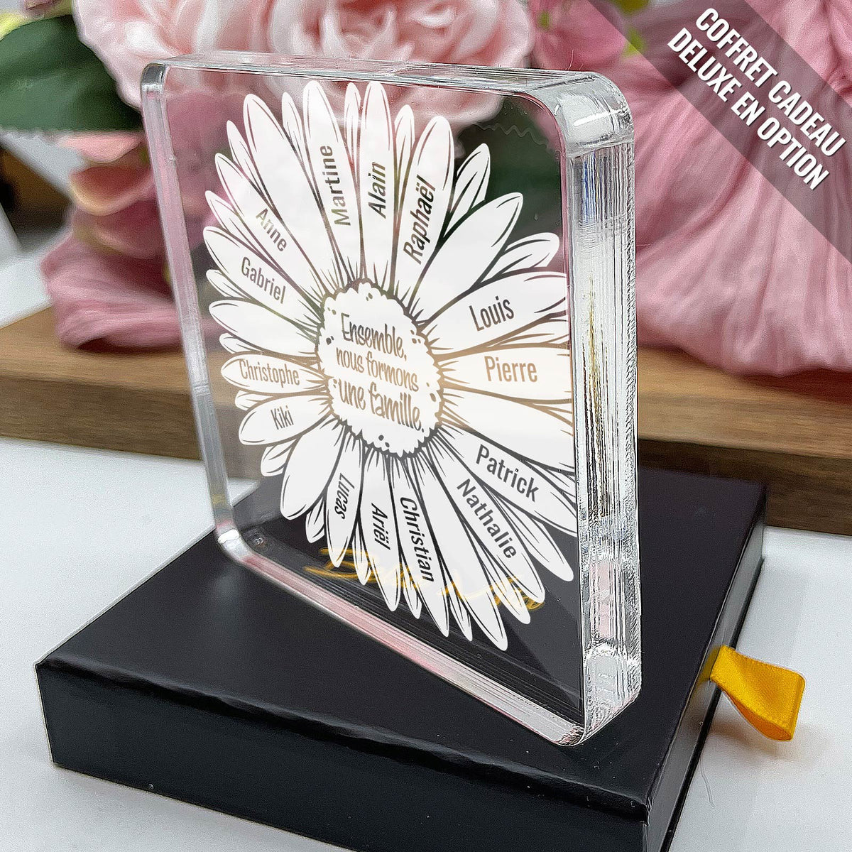 Cadeau Personnalisé avec Prénoms de la Famille - Plaque en Plexiglas